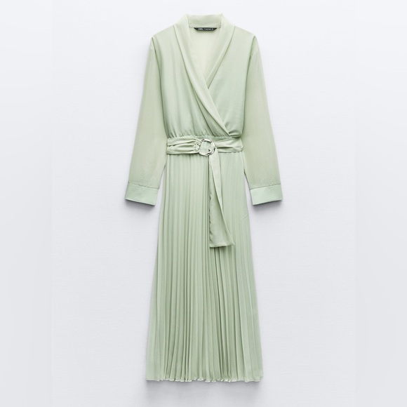 ZARA PLEATED FOIL DRESS - Picture 6 of 9